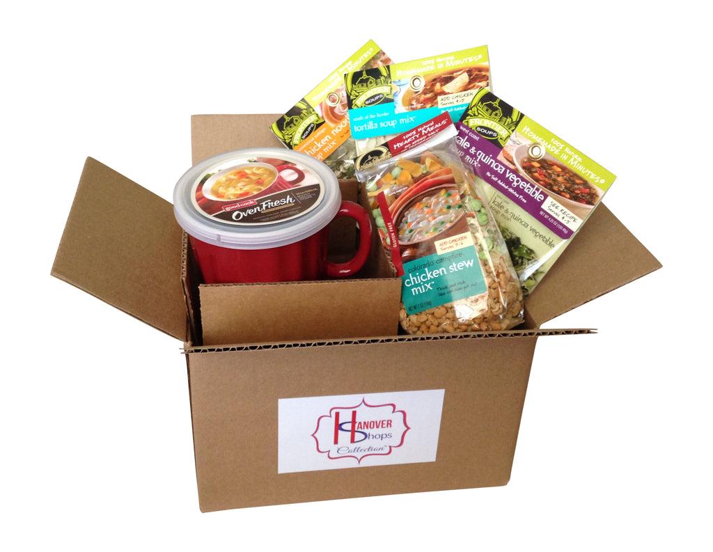 Hanover Shops Collection of Gluten Free Frontier Soups and Dish Mug Care Package and Gift Set A