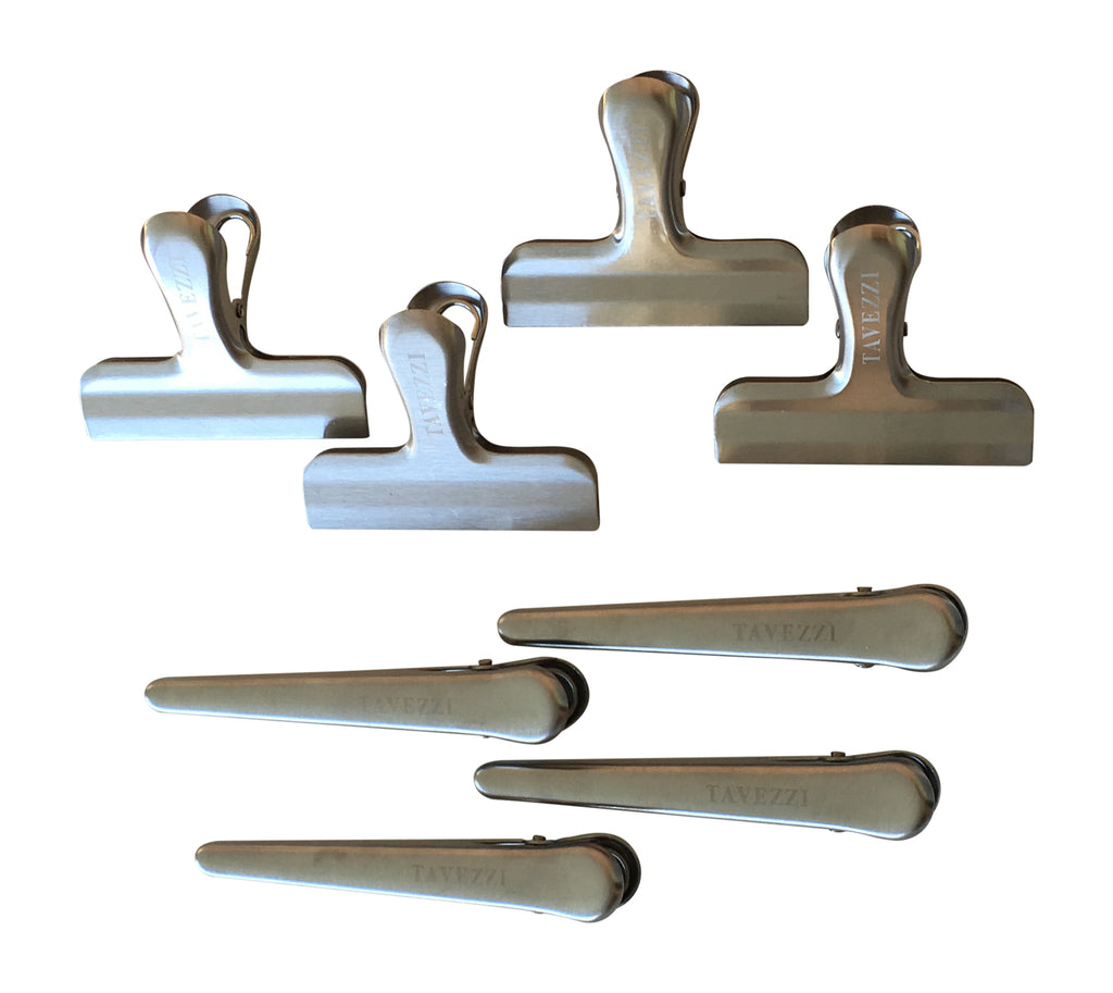 Set of 4 jaw and 4 tab TAVEZZI stainless steel bag clips